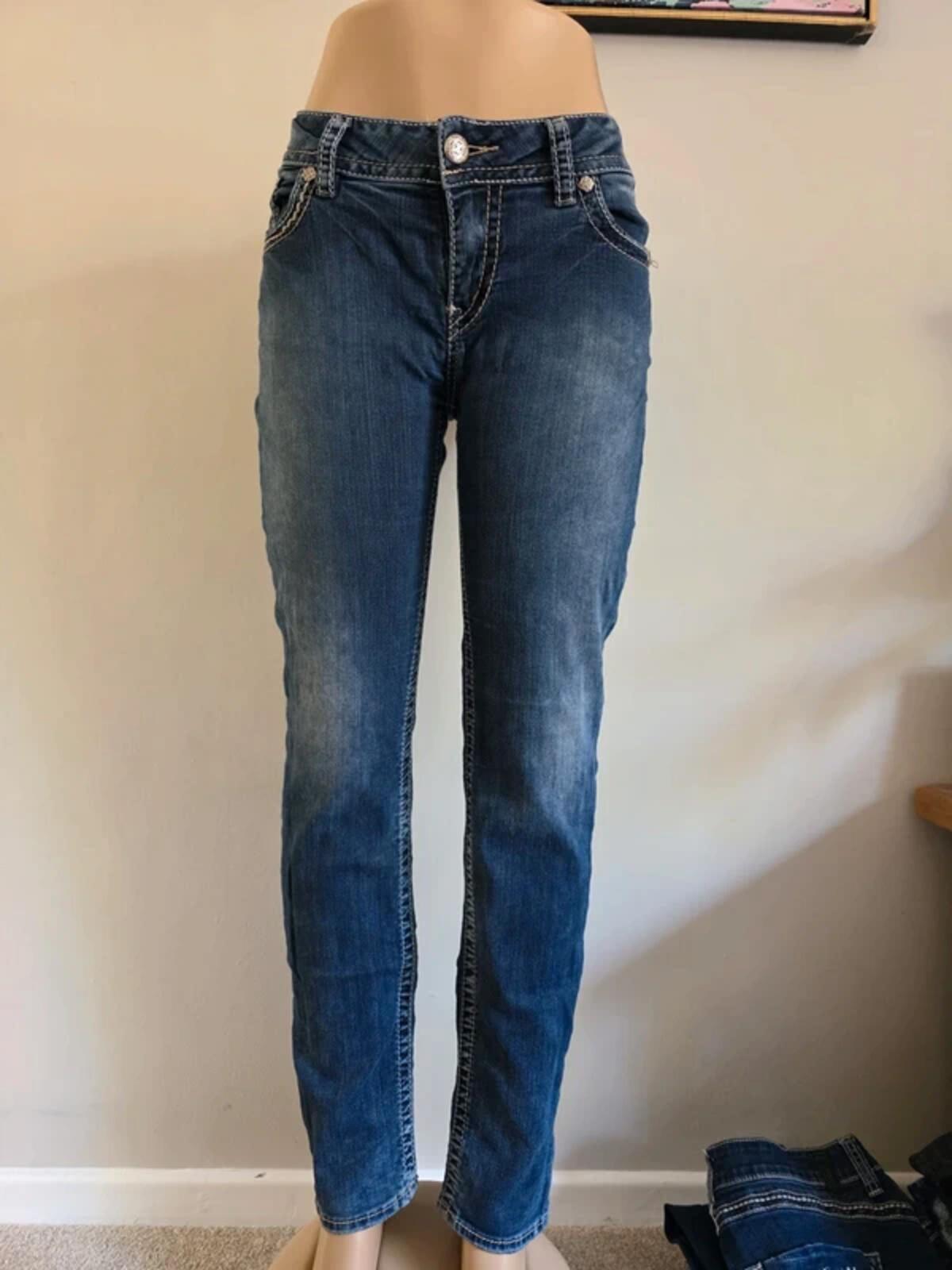 Vintage Y2K Silver Jeans Mid Rise Skinny Jeans UK Size 14