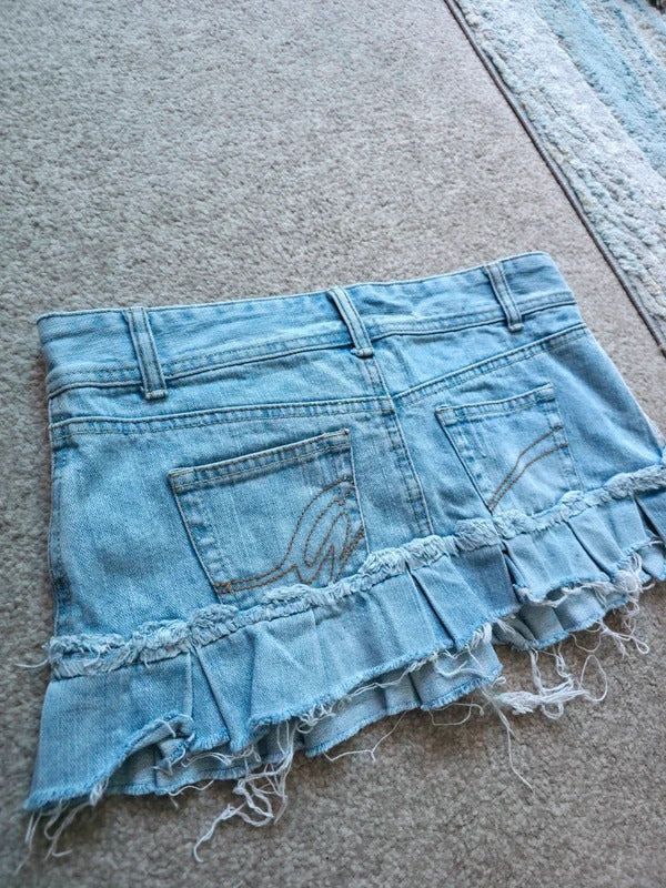 Garage Ultra Low Rise Micro Mini Vintage Y2K Denim Skirt UK Size 8