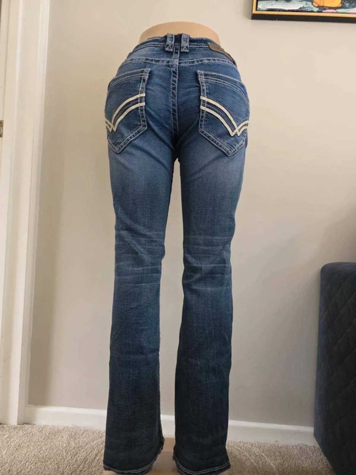 Buckle Black Vintage Y2K Low Mid Rise Bootcut Jeans UK Size 8