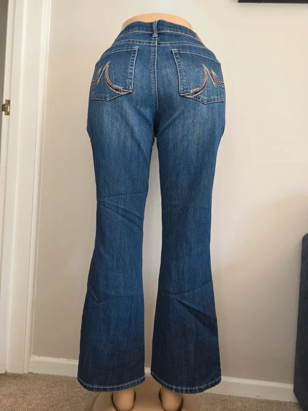 Maurices Mid Rise Bootcut Vintage Y2K Jeans UK Size 12/14 Petite