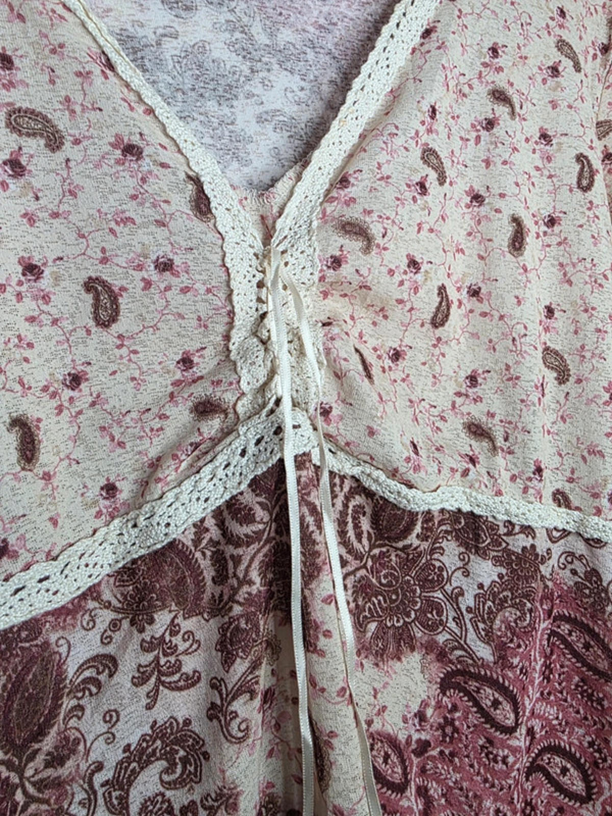 Vintage Y2K Crave Apparel Maternity Paisley Tie Front Top UK size Maternity 12