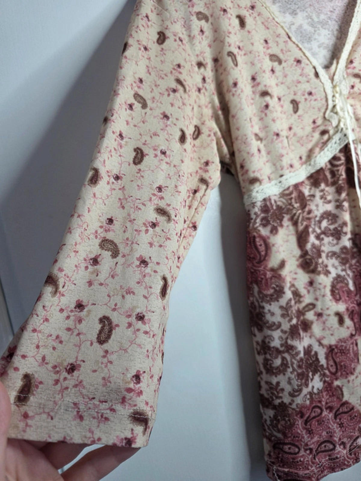 Vintage Y2K Crave Apparel Maternity Paisley Tie Front Top UK size Maternity 12