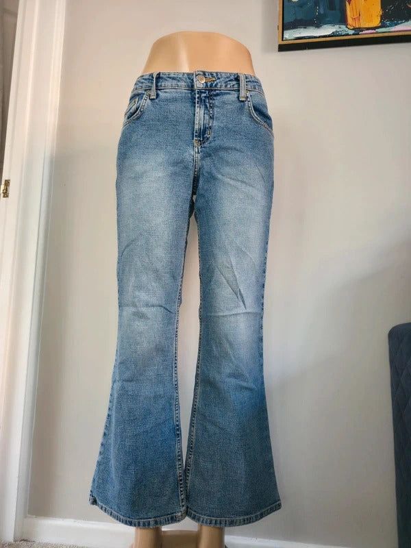 Arizona Mid Rise Flared Vintage Y2K Jeans UK Size 12/14 Petite
