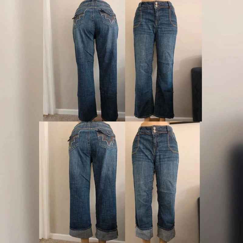 Hydraulic Vintage Y2K Mid Rise Flared Capri Convertible Jeans UK Size 18 Petite