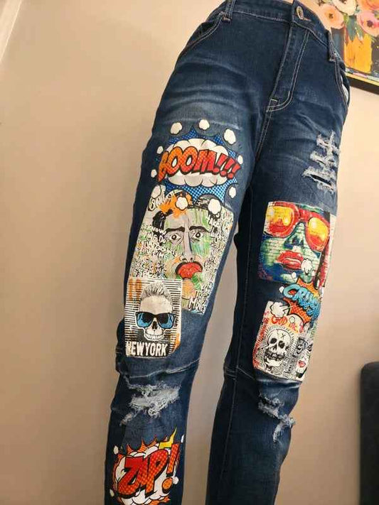 Rutherford Tall Skinny Printed Jeans UK Size 14
