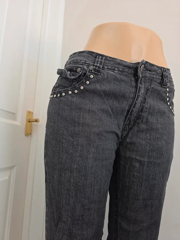 Jeans De Fleur High Rise Skinny Vintage Y2K Embellished Jeans UK Size 16