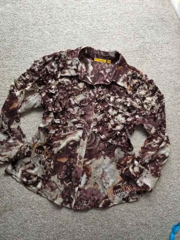 Vintage Y2K Lloyd Williams Sheer Ruffle Blouse UK Size 12