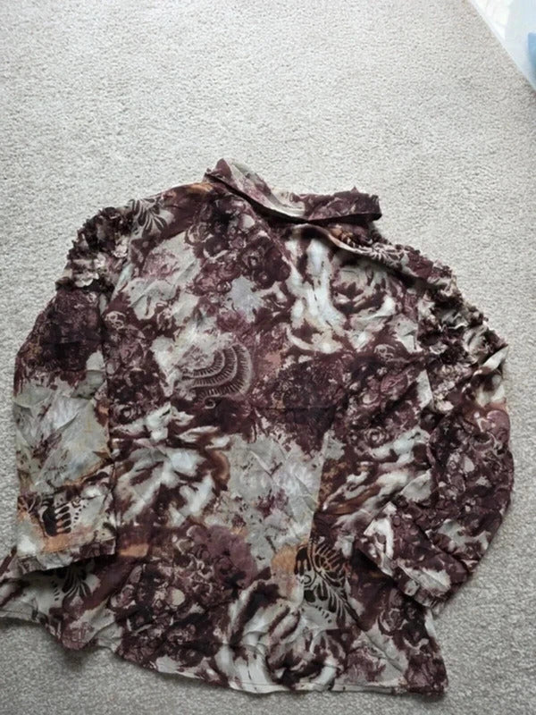 Vintage Y2K Lloyd Williams Sheer Ruffle Blouse UK Size 12