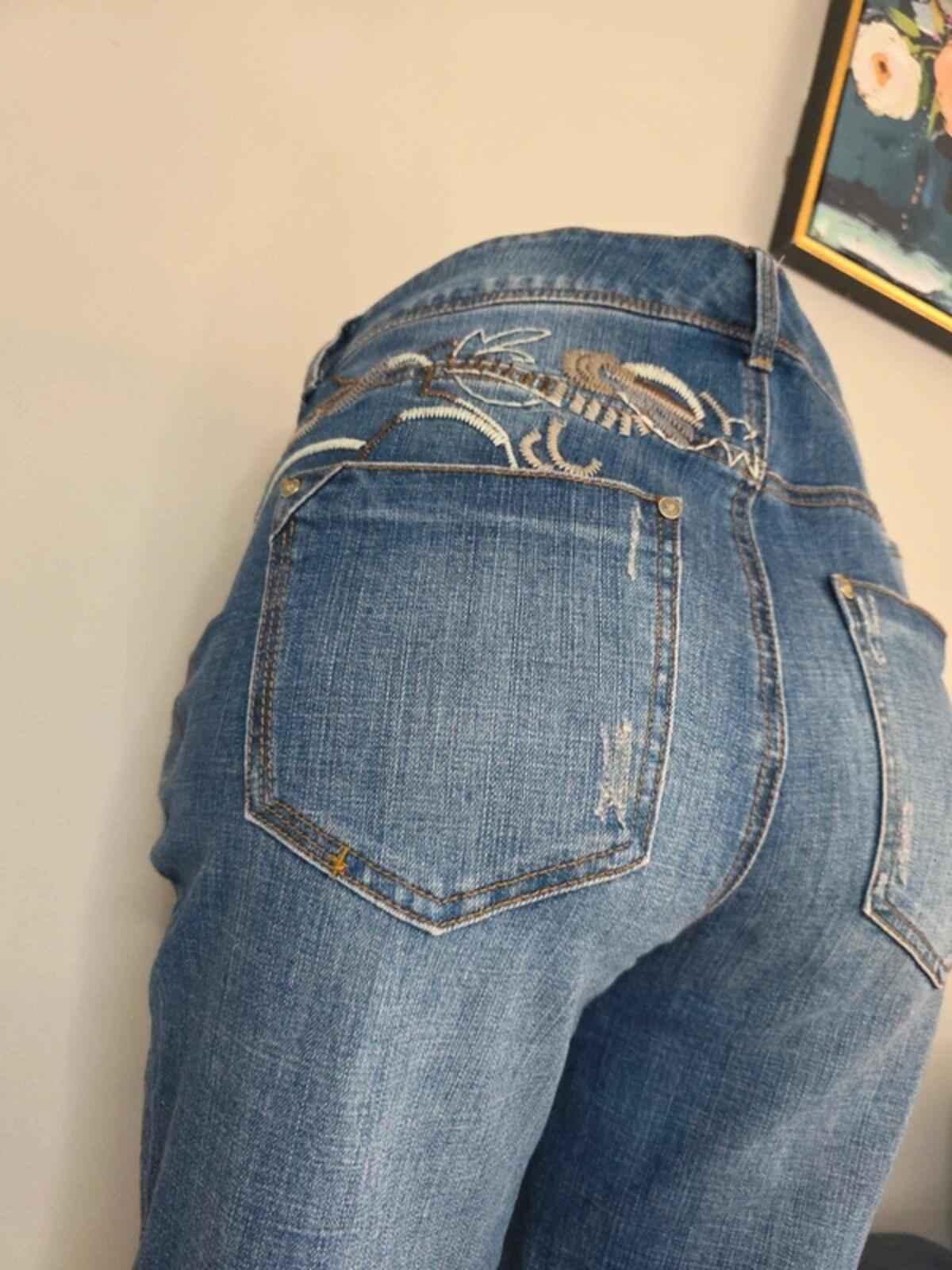 Denim High Rise Skinny Vintage Y2K Embroidered Jeans UK Size 18 Petite