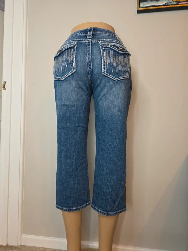 Maurices Premium Low Rise Cropped Capri Jeans UK Size 10/12