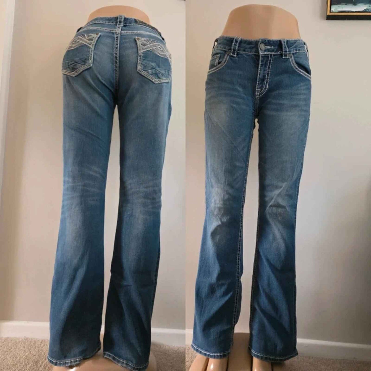 Rock & Roll Mid Rise Baby Bootcut Vintage Y2K Jeans UK Size 8 Tall