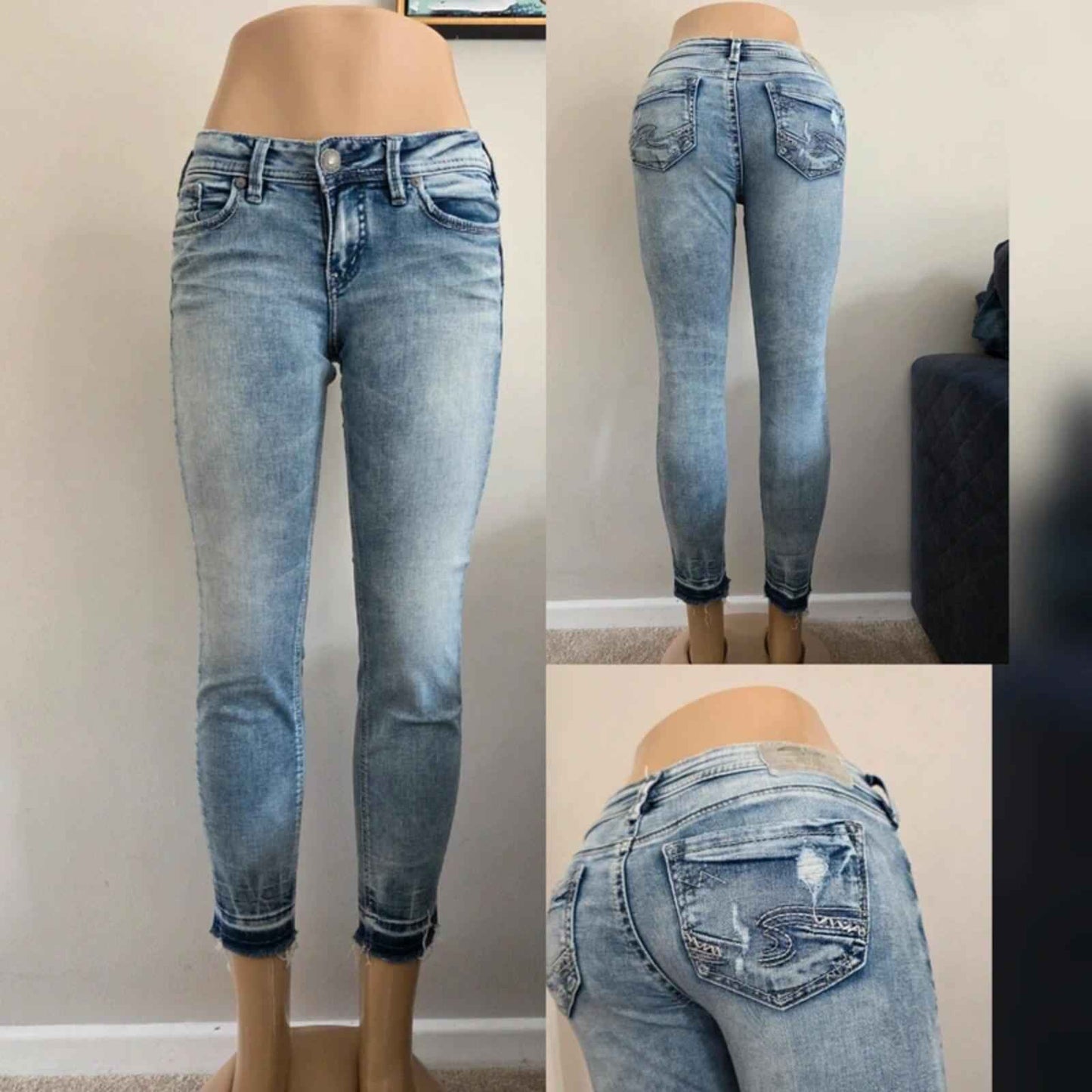 Vintage Y2K Silver Jeans Co Low Rise Skinny Jeans UK Size 6