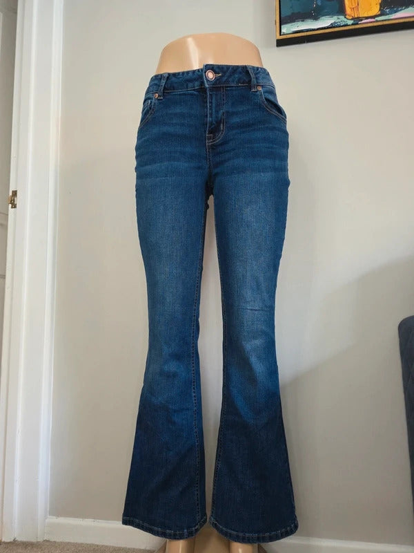 M by Maurices Petite Mid Rise Flared Vintage Y2K Jeans UK Size 8