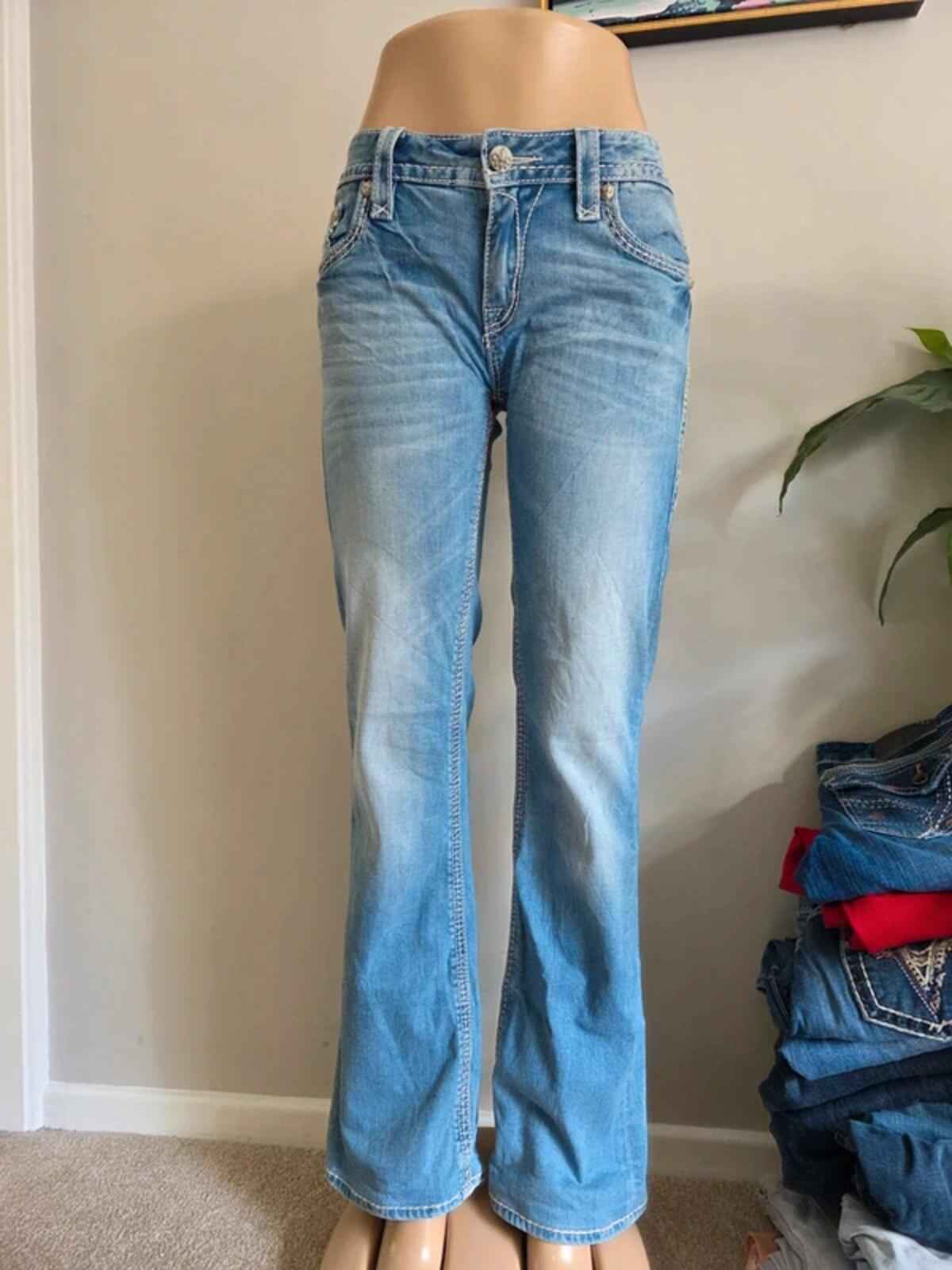 Vintage Y2K Rock Revival Low Rise Bootcut Jeans UK Size 10/12 Tall
