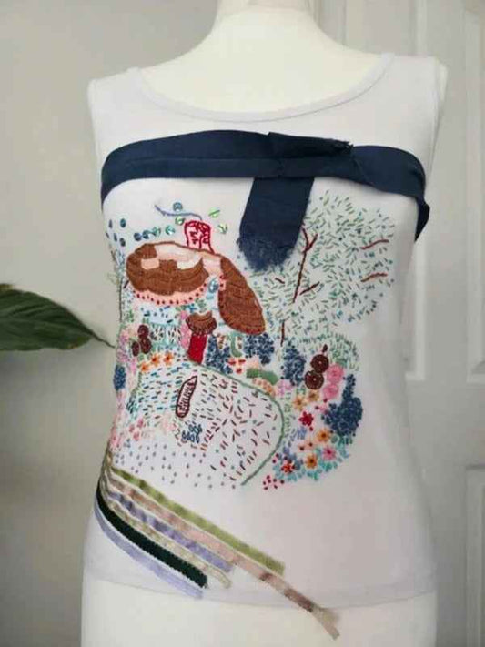 Compagnia Italiana Embroidered Art Top UK Size 10