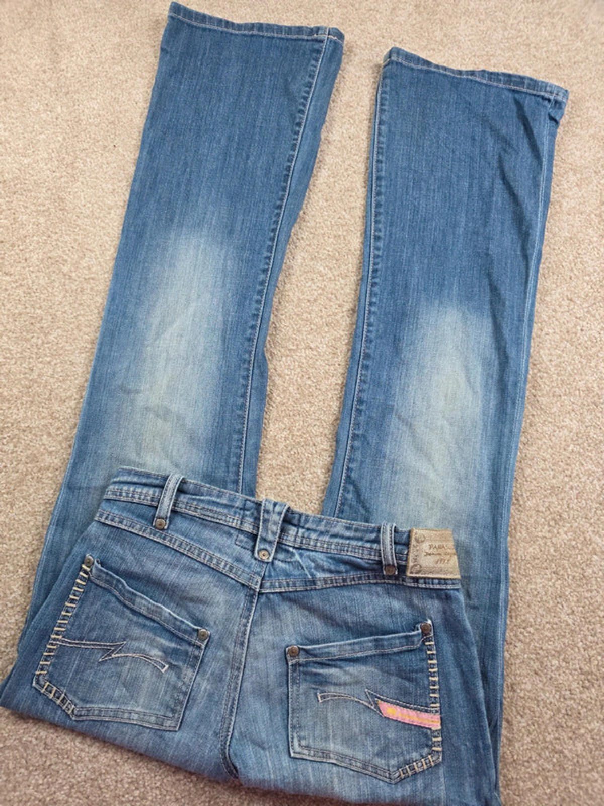 Vintage Y2K Parasuco Super Low Rise Bootcut Jeans UK Size 8