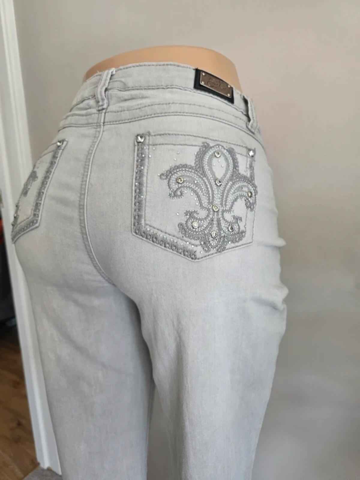 Vintage Y2K Earl Jeans Mid Rise Embroidered Bootcut Jeans UK Size 14
