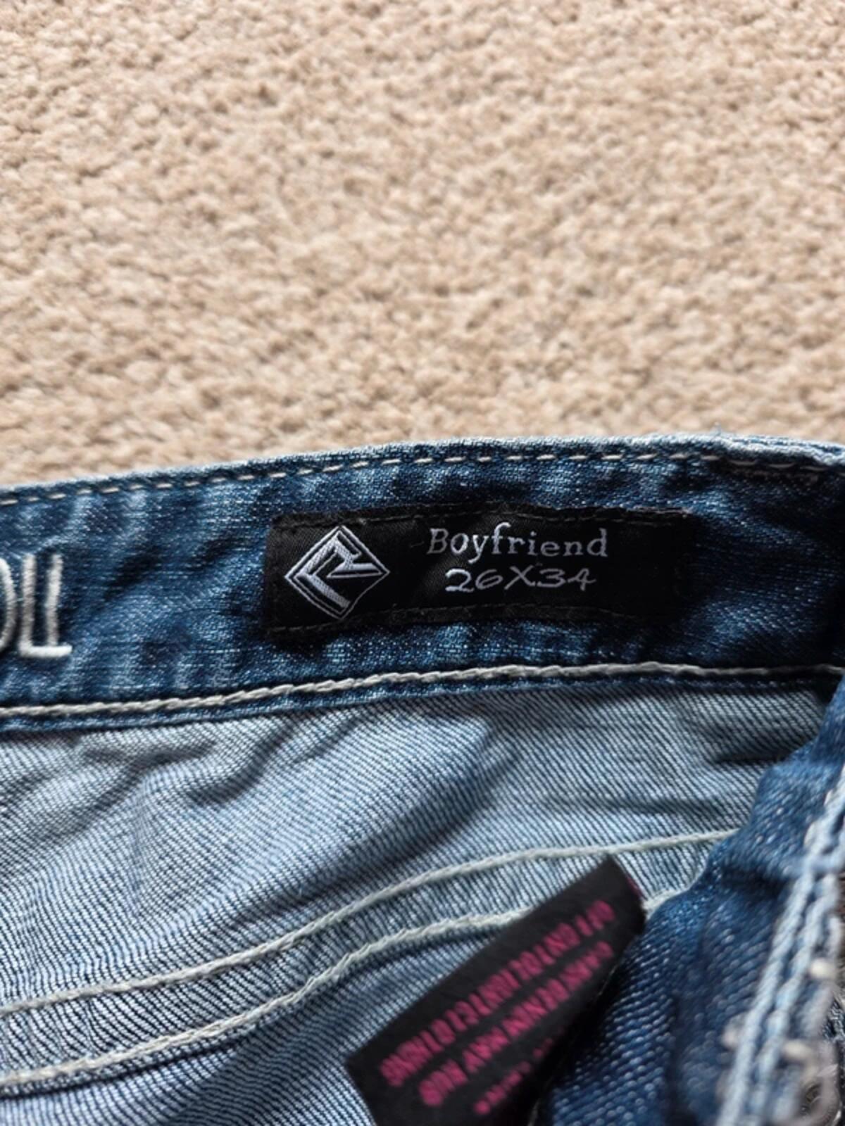 Vintage Y2K Rock & Roll Cowgirl Mid Rise Boyfriend Jeans UK Size 10 tall