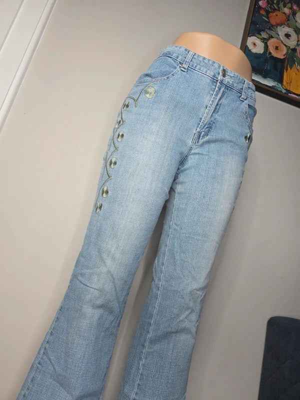 Sergent Pepper Mid Rise Flared Y2K Jeans UK Size 10