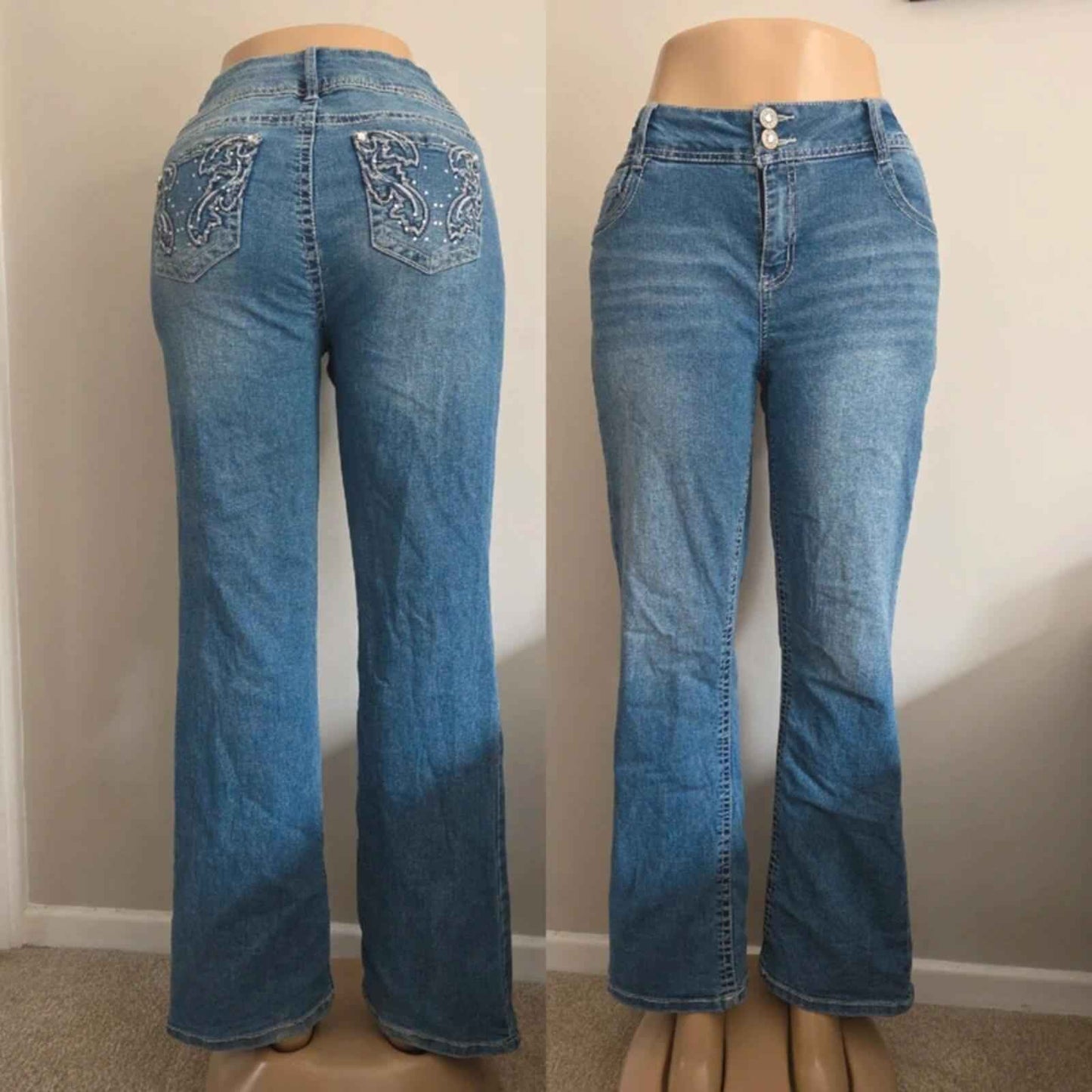 Wallflower Vintage Y2K High Rise Petite Bootcut Jeans UK Size 16 Petite