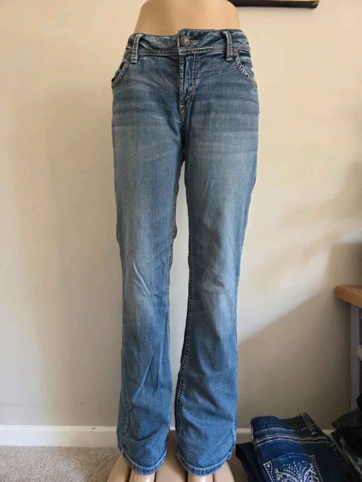 Vintage Y2K Silver Jeans Mid Rise Slim Bootcut Jeans UK Size 14