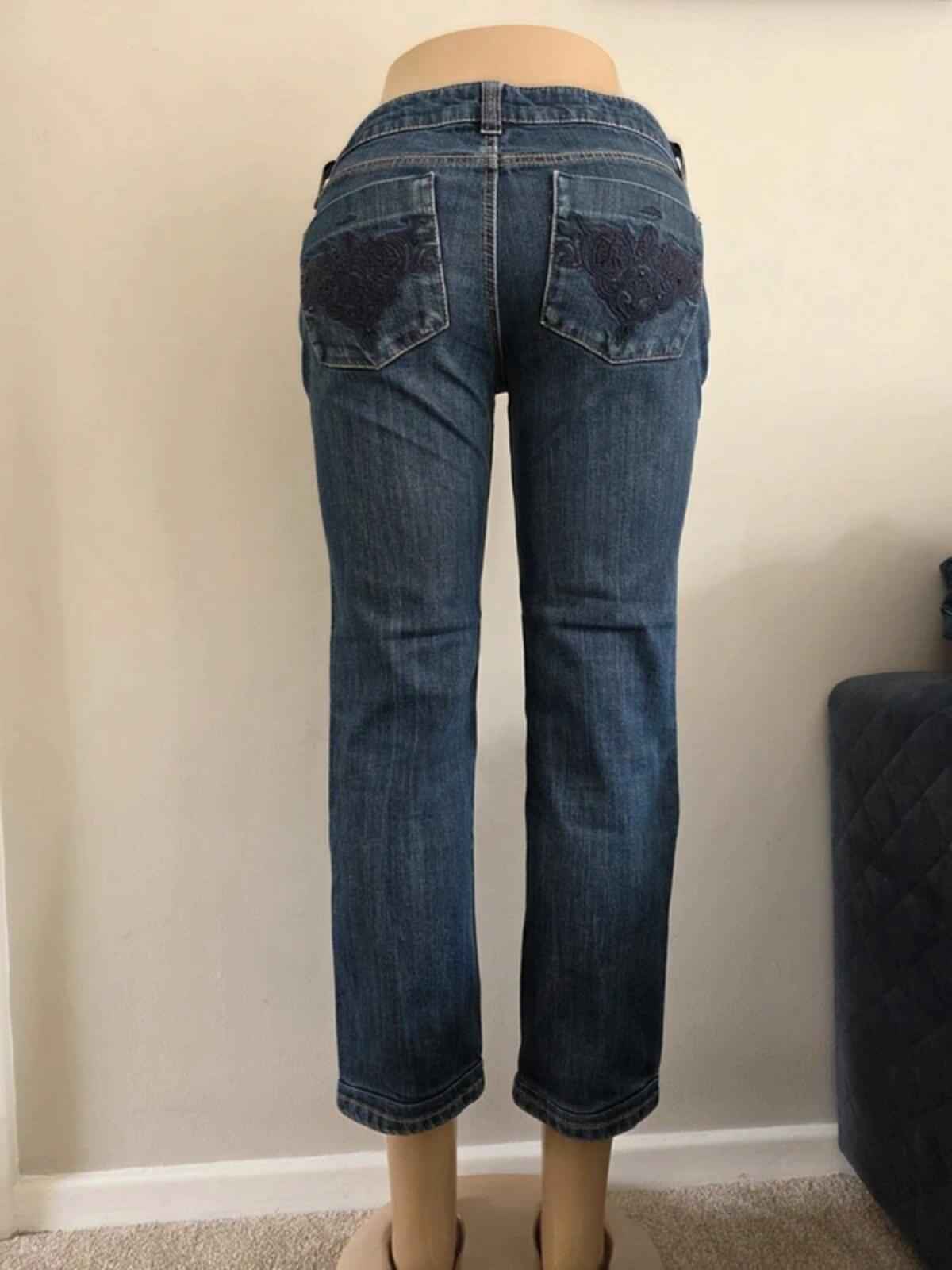 EDC By Esprit Ultra Low Rise Cropped Jeans UK Size 10