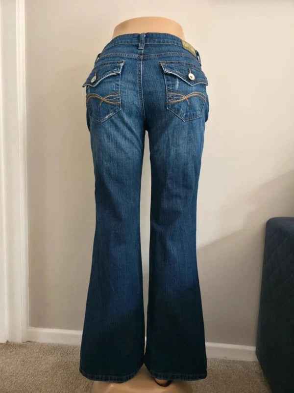 L.e.i Low Rise Relaxed Flared Vintage Y2K Jeans UK Size 12/14