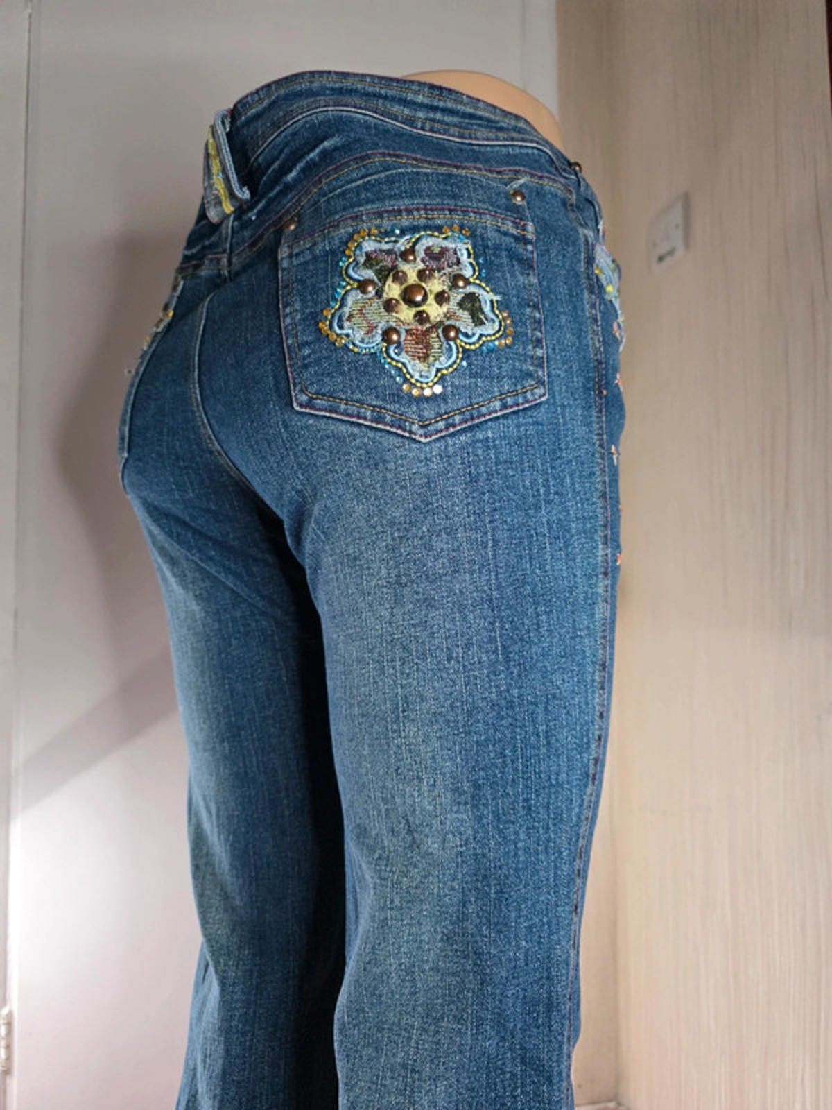 Very Unique Vintage Y2K MG Mid Rise Flared Jeans UK size 10