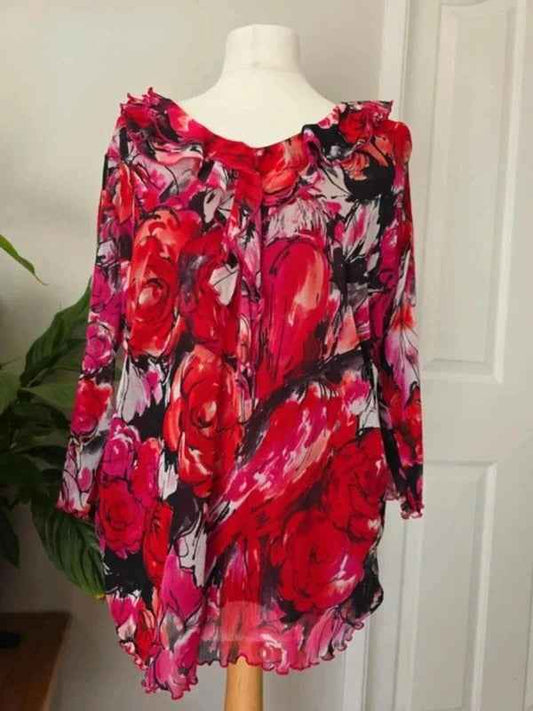 Leonora Made in Italy Floral Mesh Blouse UK Size 18