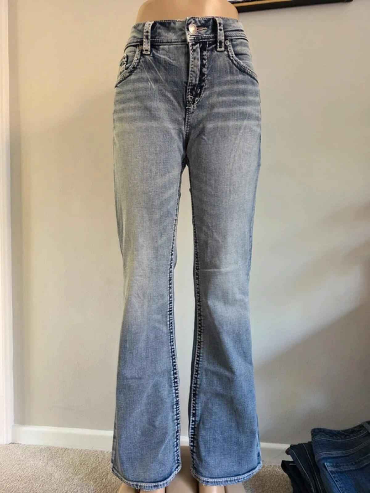Vintage Y2K Silver Jeans Mid Rise Bootcut UK Size 12