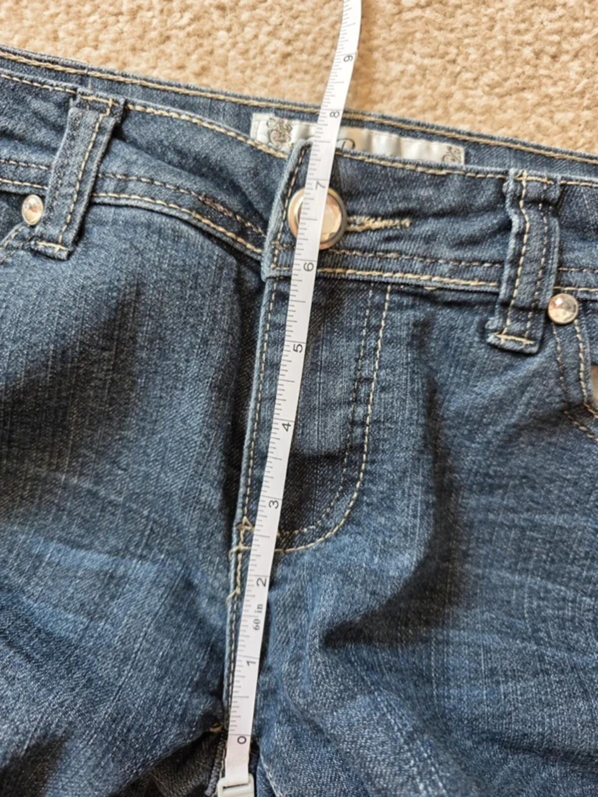 Vintage Y2K BB Couture Ultra Low Rise Skinny Bling Jeans UK Size 12