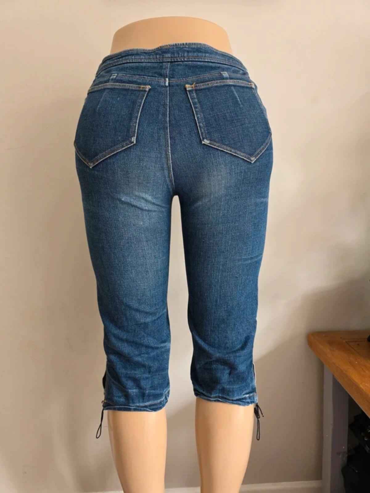 Vintage Y2K Peyton Place Mid Rise Cropped Jeans UK Size 6