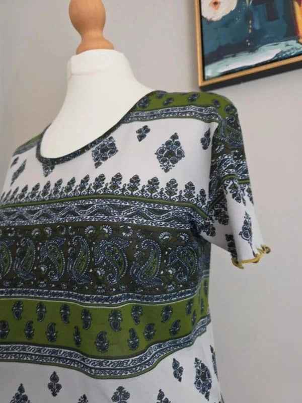 QS Vintage Y2K Paisley Mesh Top UK Size 14