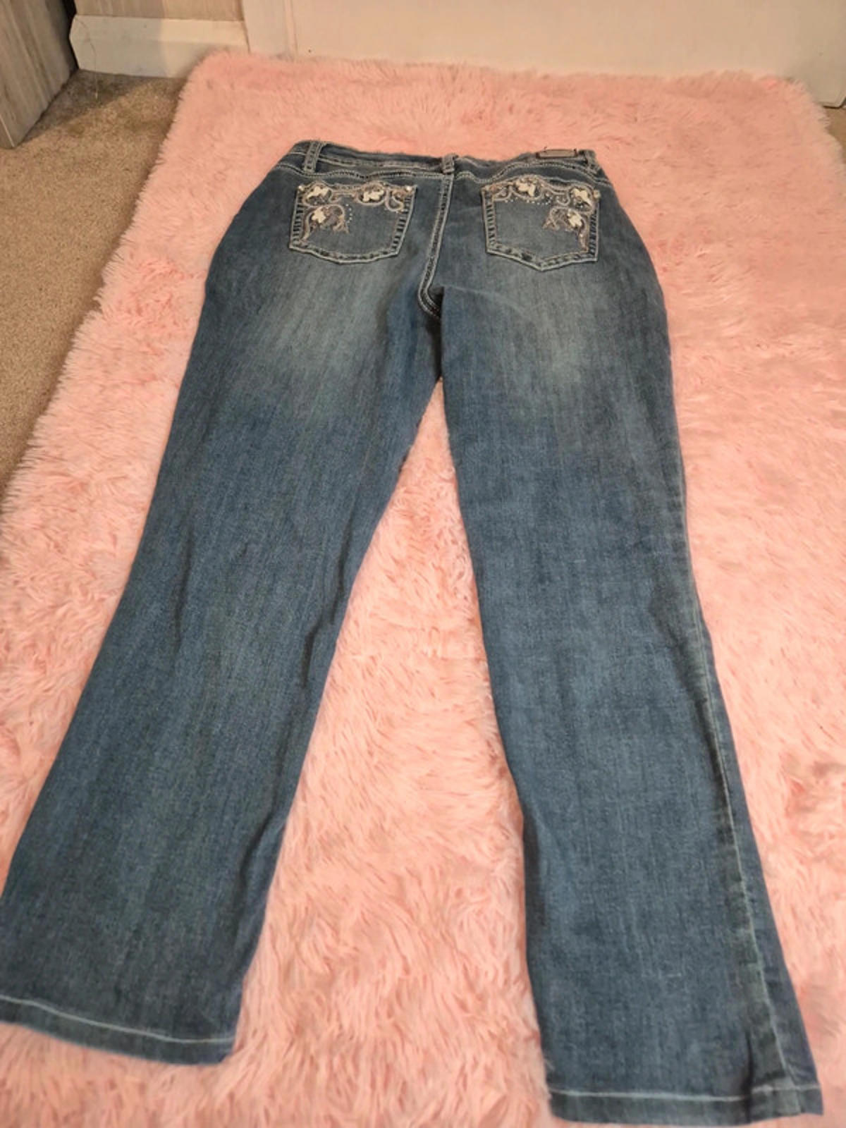 Vintage Y2K Earl Jean Skinny Jeans Bling Back Mid Rise UK 12 Petite/Cropped