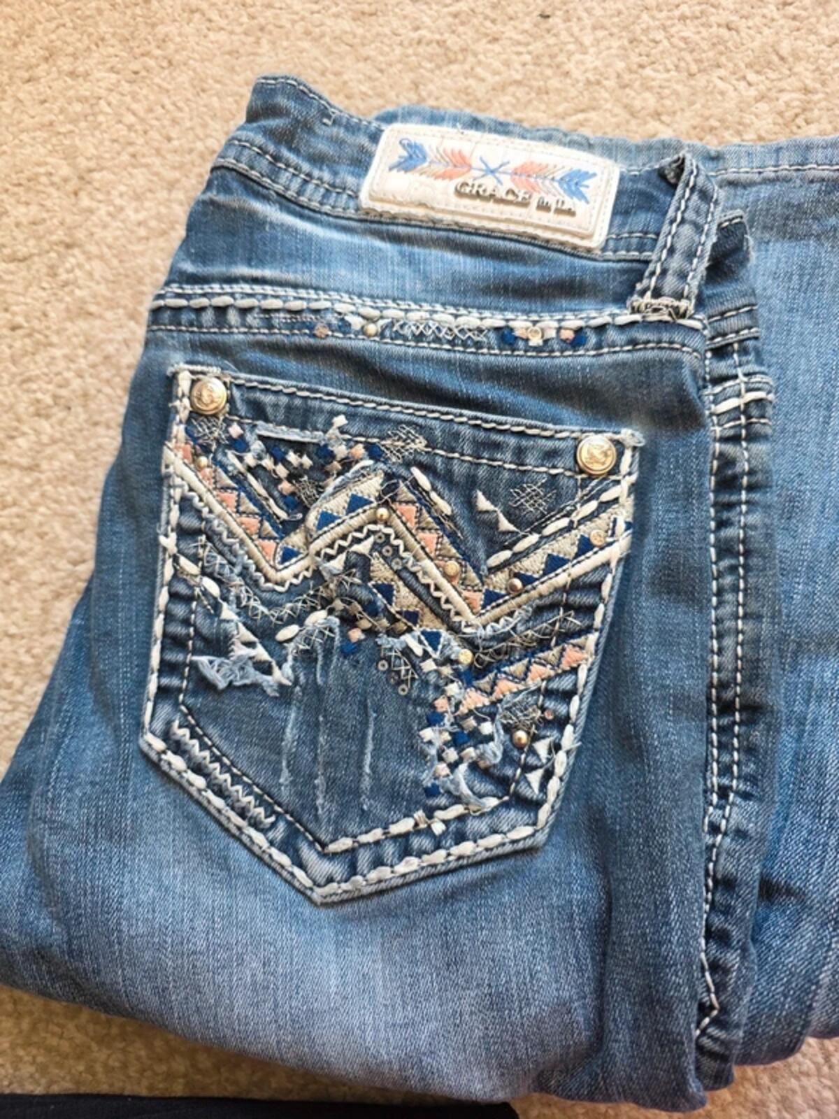 Vintage Y2K Grace in LA Mid Rise Bootcut Jeans UK Size 6 Tall