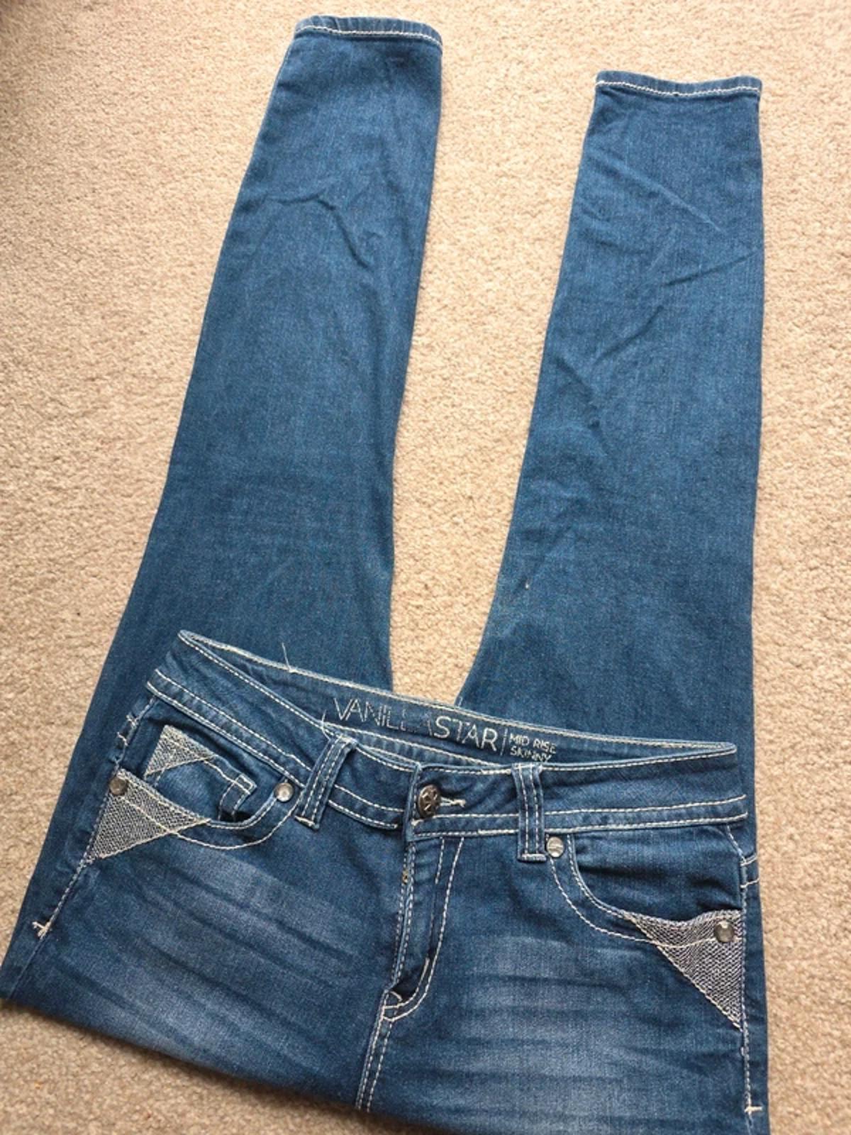 Vintage Y2K Vanilla Star Mid Rise Skinny Jeans UK Size 12