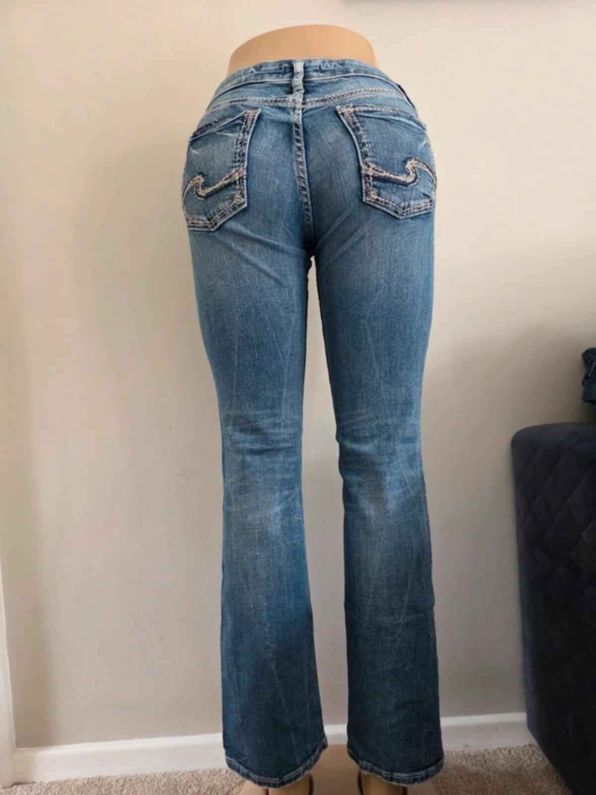 Vintage Y2K Silver Jeans Co Low Rise Bootcut Jeans UK Size 8 petite