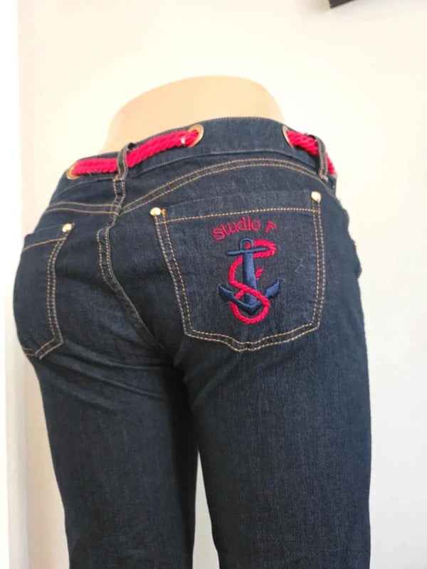 Studio F Mid Rise Slim Vintage Y2K Jeans UK Size 12/14