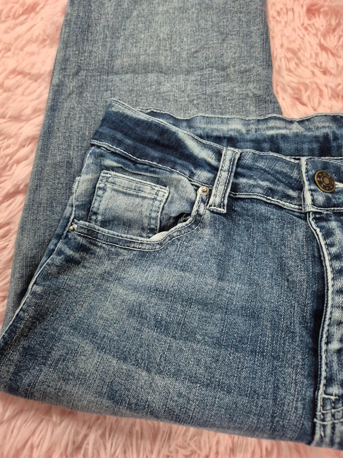 Vintage Y2K Embroidered Bootcut Jeans No Label Mid Rise UK 8 Petite