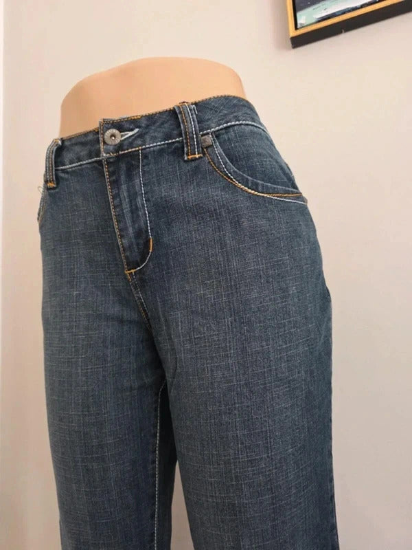 Baccini Mid Rise Wide Leg Vintage Y2K Jeans UK Size 10 Petite
