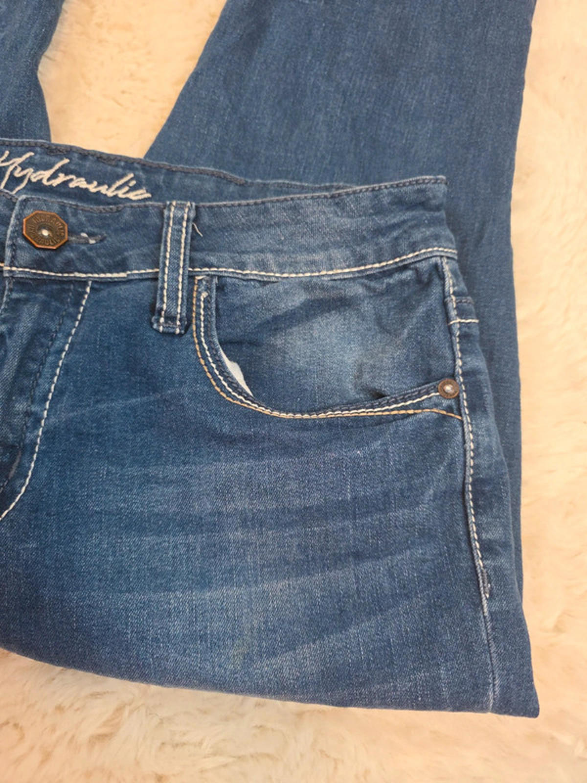 Vintage Y2K Hydraulic Mid Rise Bootcut Jeans UK Size 12