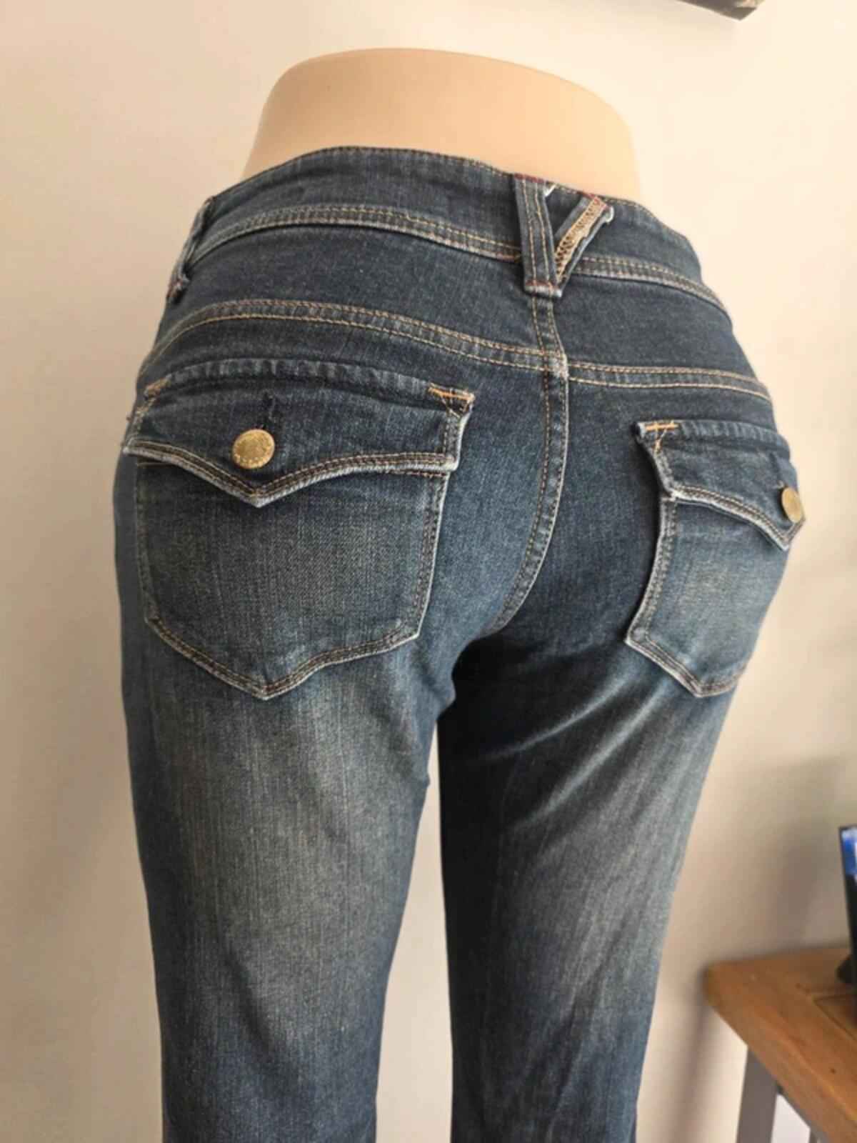 Vintage Y2K Navy Natural Mid Rise Cropped Jeans UK Size 10