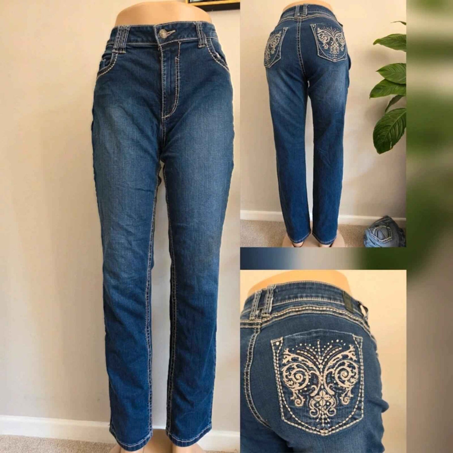 Halladay High Rise Embellished Slim Jeans UK Size 12