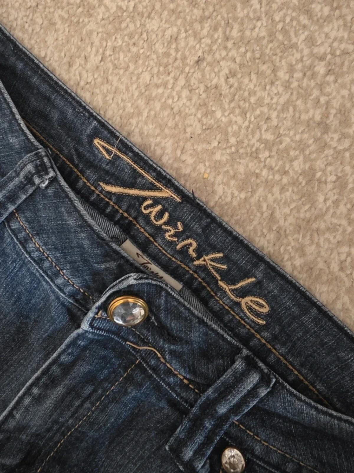 Vintage Y2K Twinkle Mid Rise Blingy Skinny Jeans UK Size 14