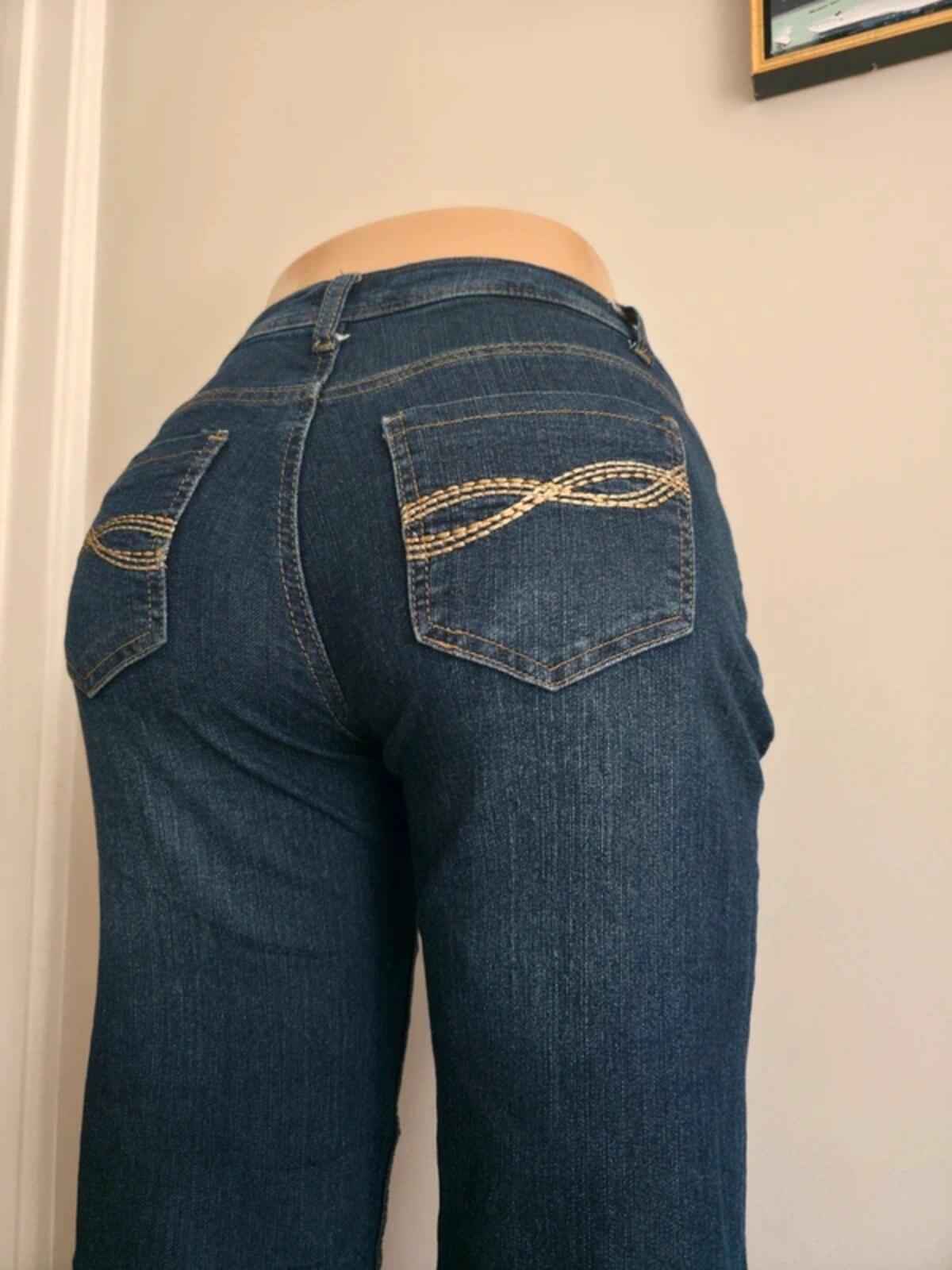 NRJ Vintage Y2K Low Rise Wide Leg Bootcut Jeans UK Size 8/10 Petite