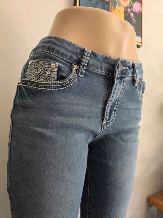 Vintage Y2K Earl Jeans Mid Rise Straight Bling Jeans UK Size 10