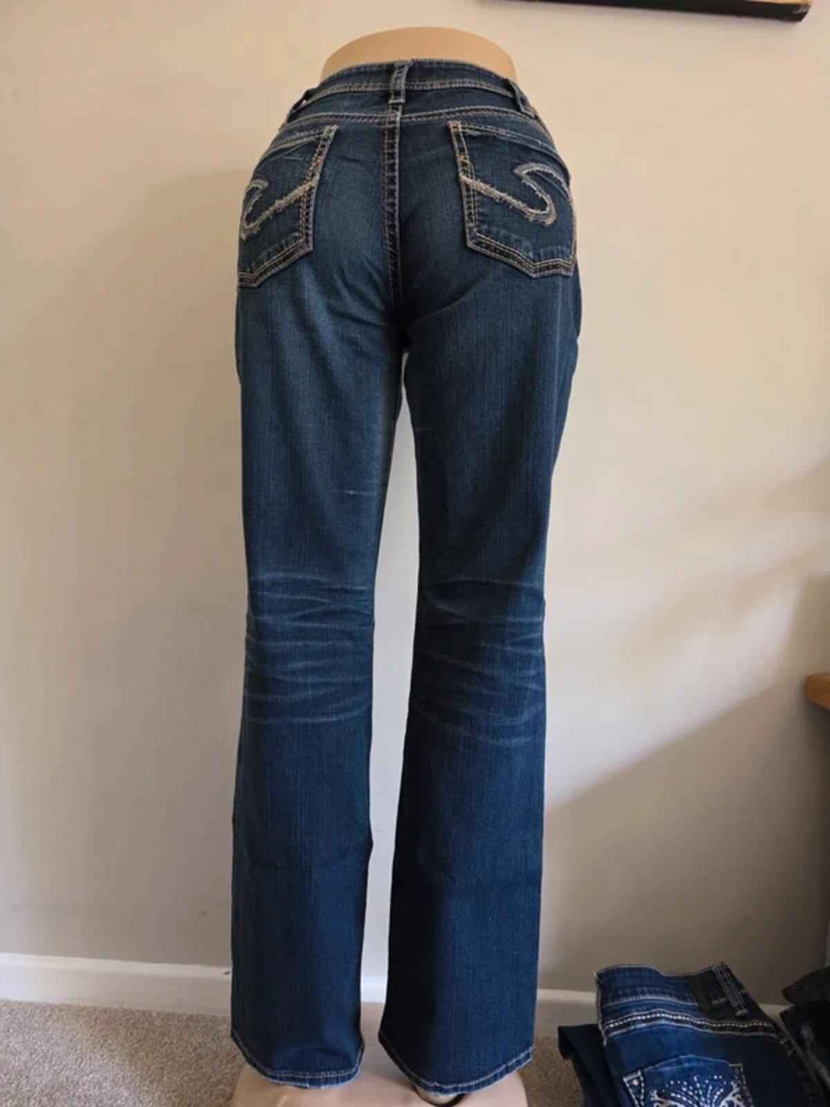 Vintage Y2K Silver Jeans Mid Rise Bootcut Jeans UK Size 14