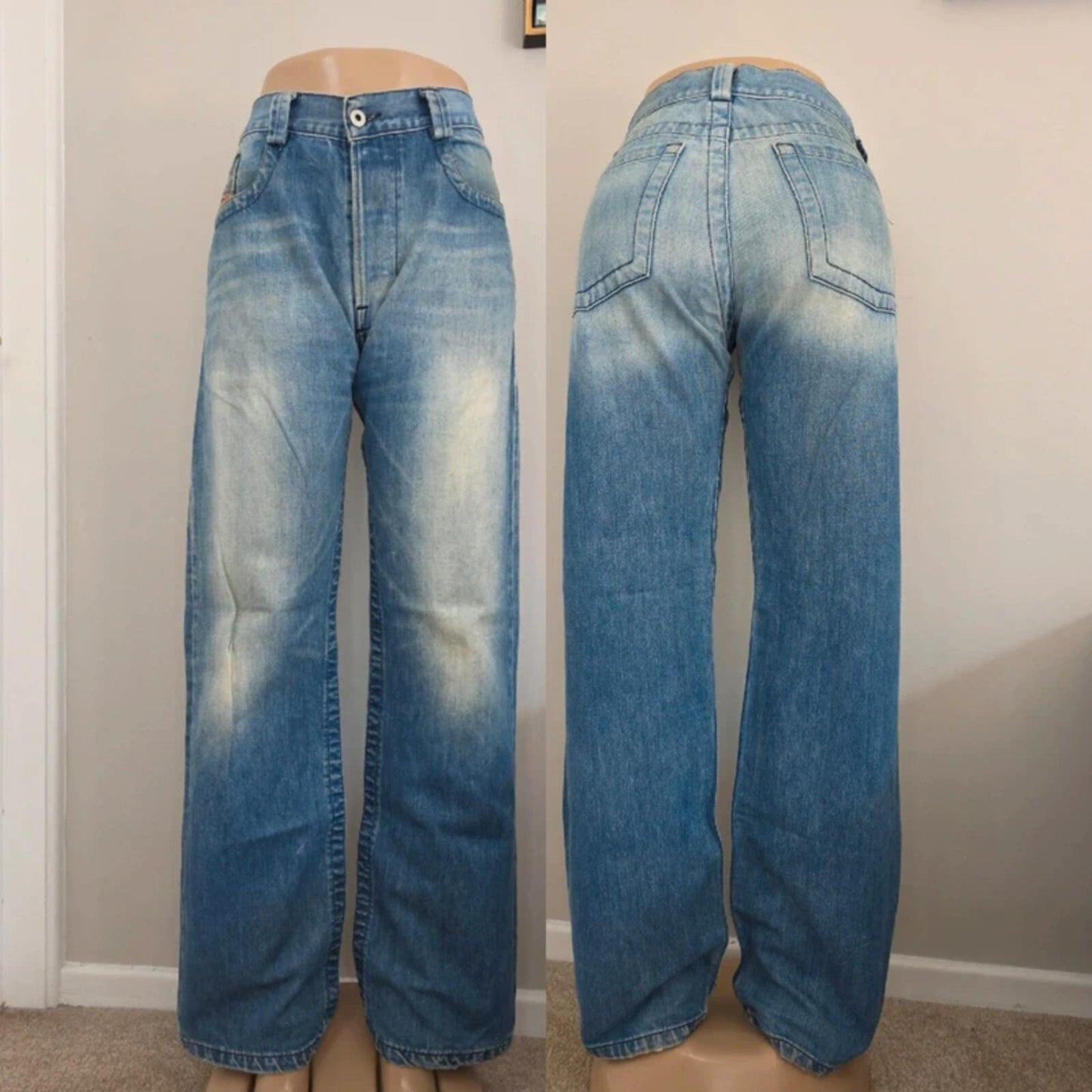 Diesel High Rise Wide Leg Vintage Y2K Jeans UK Size 12/14 Tall