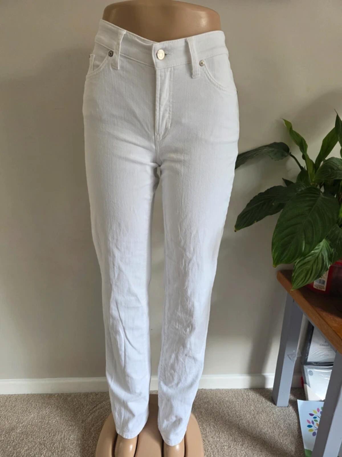 Vintage Y2K Cambio Mid Rise Straight Jeans White UK Size 12 Tall
