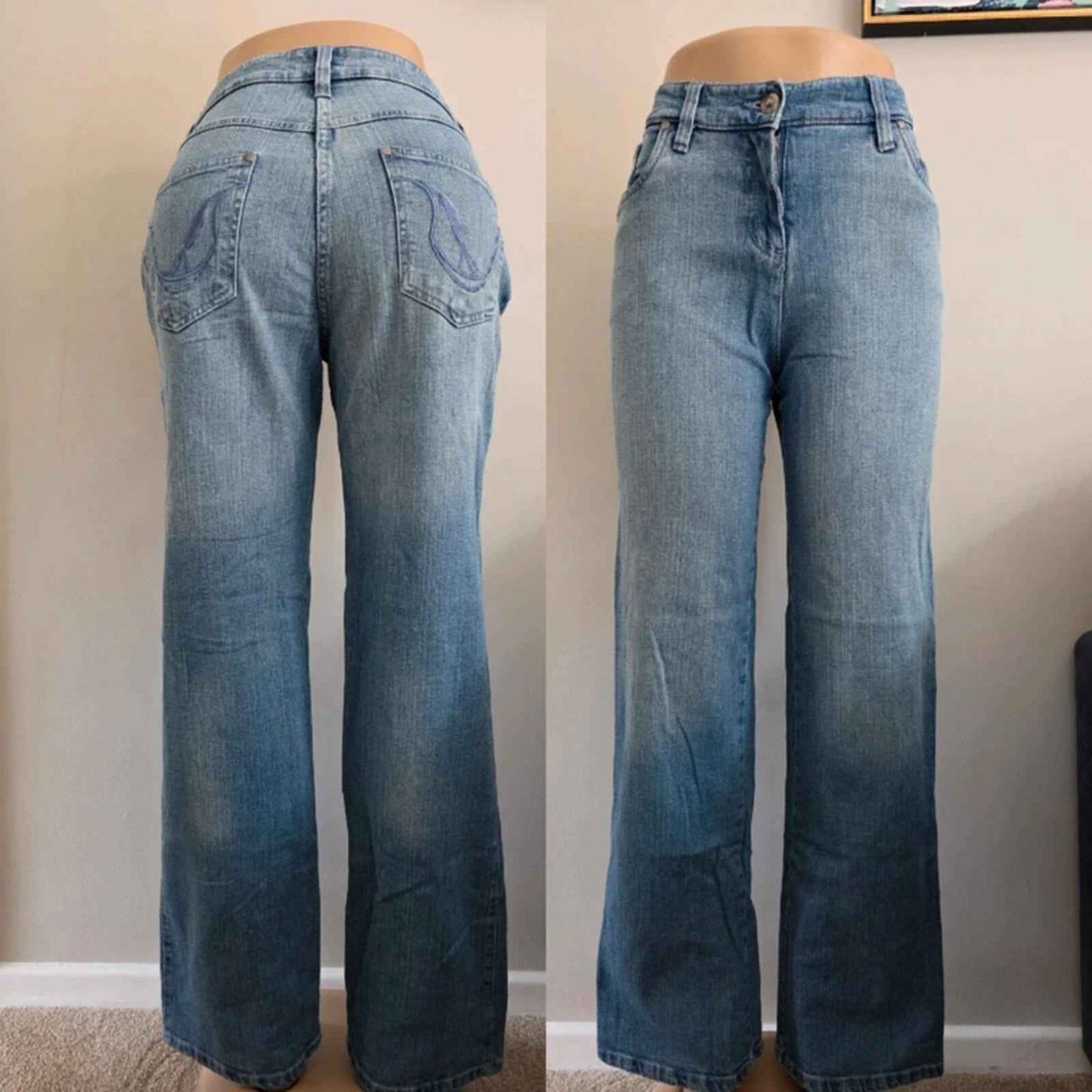Cecilia Mid Rise Wide Leg Vintage Y2K Jeans UK Size 12